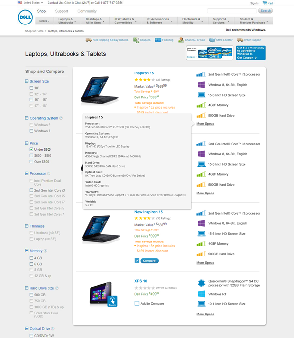 Dell Laptop page