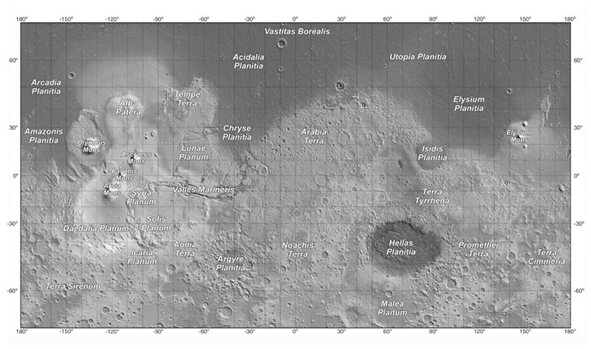 Mars Topographical Map